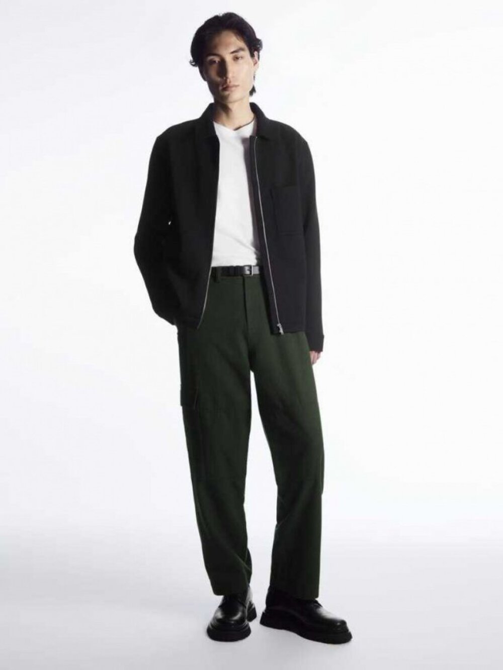 COS Mens Tapered Utility Cargo Pants Tencel Cotton Green Size 30